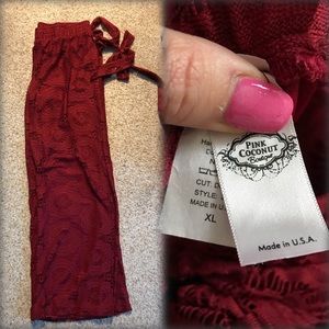 Dark red lace pants